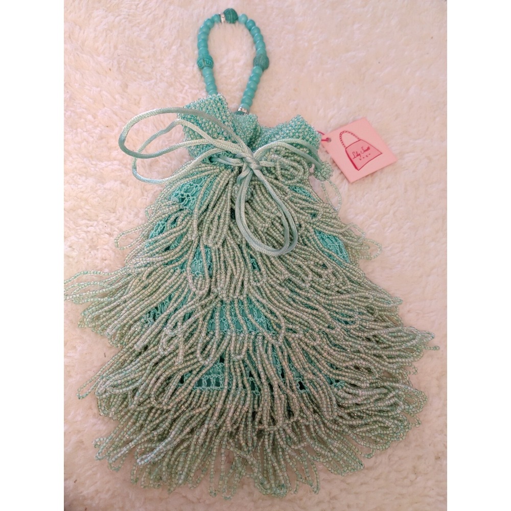 NWT LILLY SCOTT GORGEOUS GREEN BEADED HANDBAG